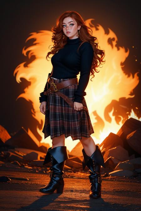 Grunge Plaid Skirt & Sweater