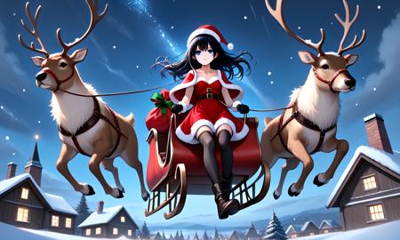 girl like reindeer sleigh