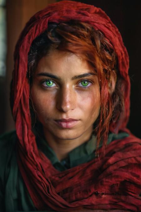 Portrait of an Afghan Girl - Headscarf Woman
