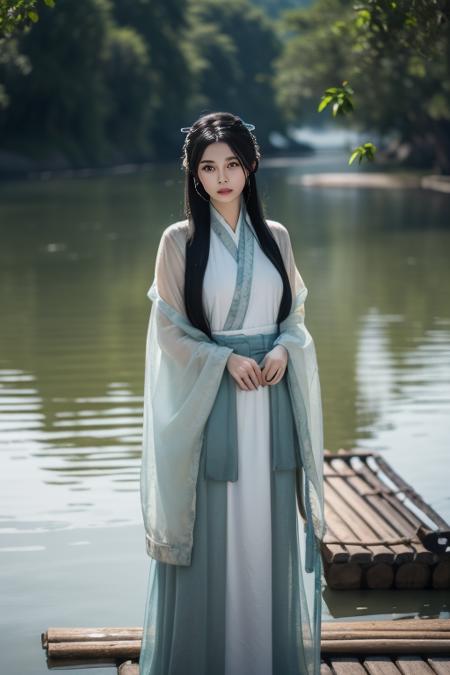 渔舟唱晚-汉服与竹筏