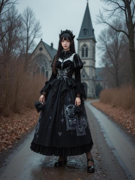 [Flux.1 D][Realistic] Gothic Dress | 哥特风裙子版本Style 2 (ID: 1029269)