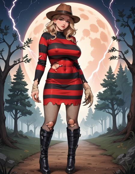 Mrs. Krueger (Nightmare on Elm Street) | Striped Dress and Claw Glove