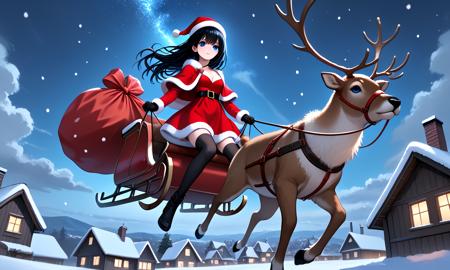 girl like reindeer sleigh