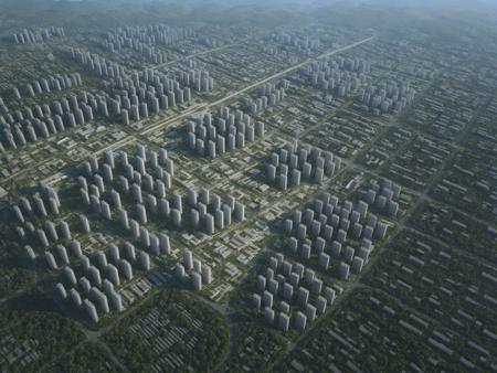 Bird's-eye view of urban design scenes