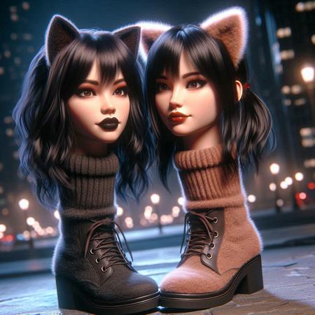 Neko Goth Girl on Feet