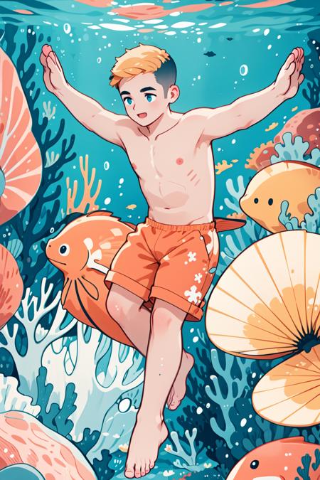 kk-boy | 短发少年扁平绘画风格