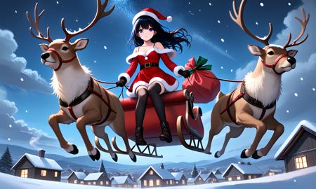 girl like reindeer sleigh