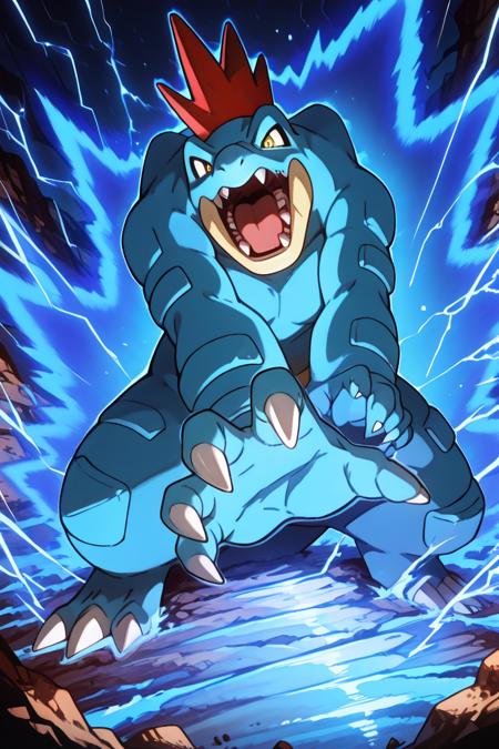 Feraligatr: Big Jaw Pokémon | オーダイル (Pokedex #0160) [Illustrious]