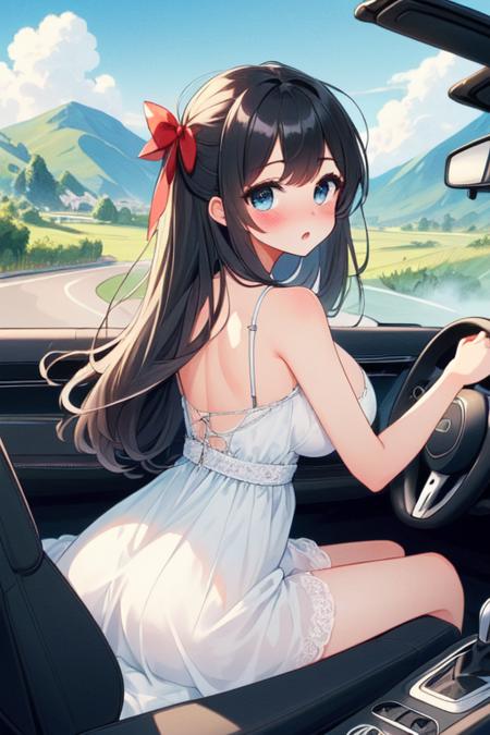 girl like mini car / driving cabrio
