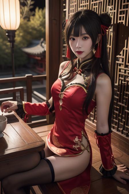 时崎狂三 新春旗袍-红黑 tokisaki kurumi chinese clothes-red&black