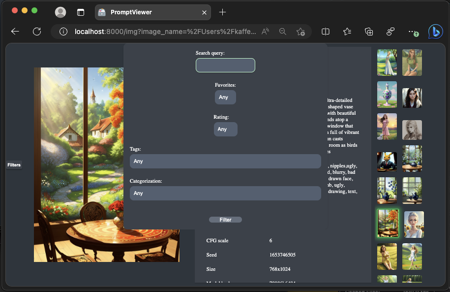 Promptvision - view all your generations in one place! Local image viewer!