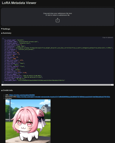 LoRA Metadata Viewer/Editor版本v1.5 (ID: 314559)