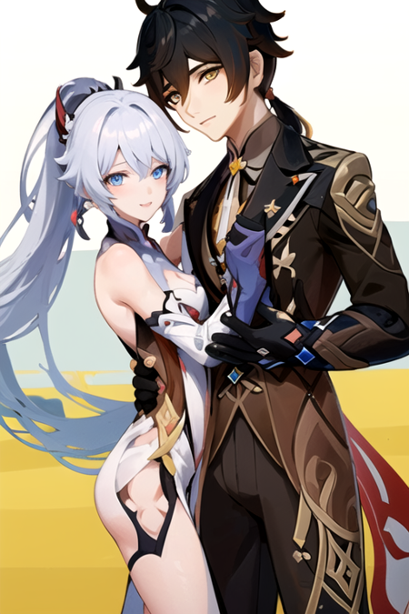 Zhongli x Kiana Kaslana (Genshin Impact x Honkai Impact 3rd)