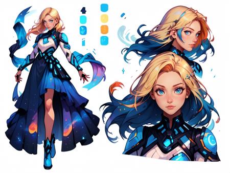 Character Design Sheet (HELPER) (3-PERSPECTIVES)+(COLOR PALETTE) - Illustrious XL | FLUX | XL PONY | SD 1.5 - by YeiyeiArt