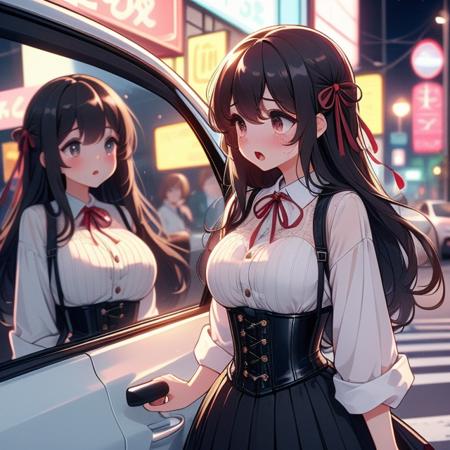 girl like car glass / showcase glass