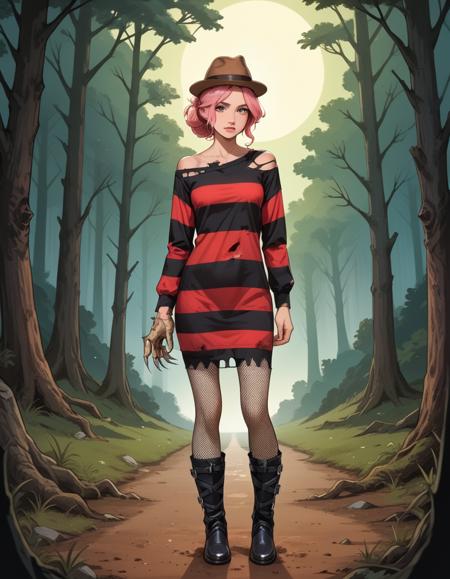 Mrs. Krueger (Nightmare on Elm Street) | Striped Dress and Claw Glove