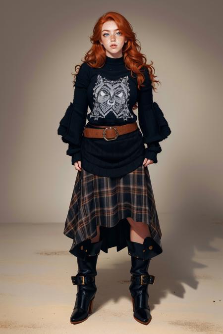Grunge Plaid Skirt & Sweater