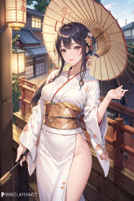 Realistic Kimono Clothes With Umbrella