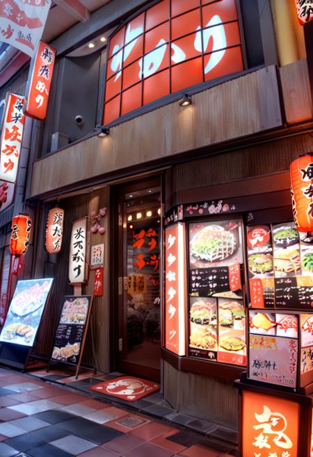 昭和25年創業の梅田のお好み焼き店 /Yukari SDXL