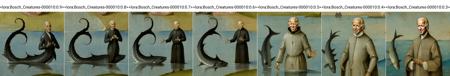 Hieronymus Bosch Creatures + Cracked Paint Style