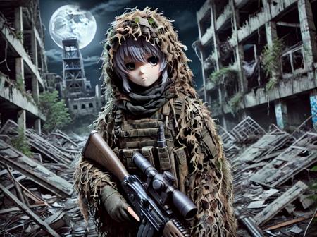Ghillie suit  clothing LoRA [FLUX+XL+Pony]