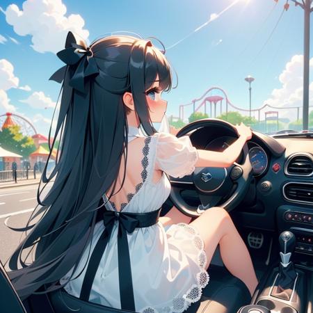 girl like mini car / driving cabrio
