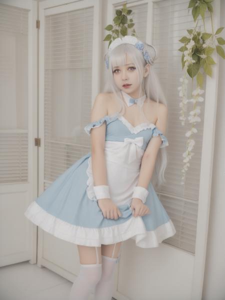 maid blue dress cosplay
