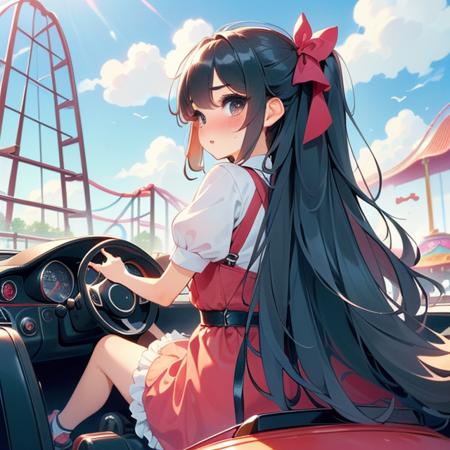 girl like mini car / driving cabrio
