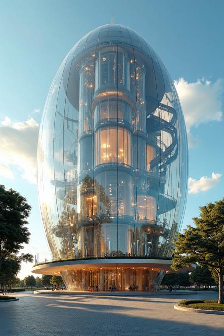 [sphere_glass_building]-lora_flux-Architecture