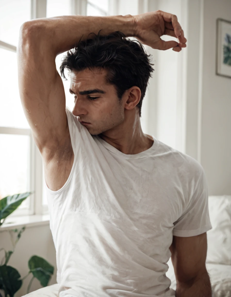 Sniffing / smelling (own) armpit - Pony