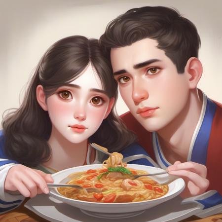 A couple in a restaurant