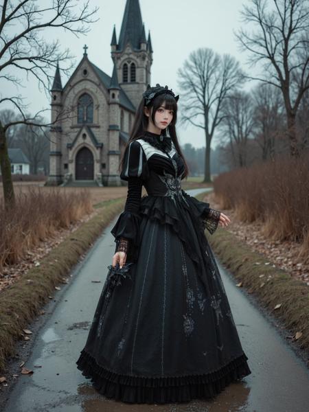 [Flux.1 D][Realistic] Gothic Dress | 哥特风裙子
