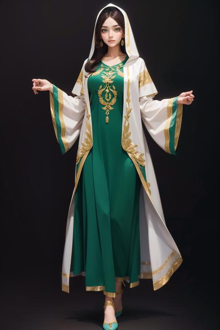 Embroidered Bell Sleeve Hooded Burqa Dress