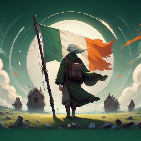 Flag of Irland in Ghibli Style