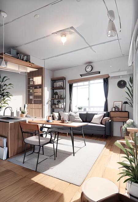 日本の住宅のLDK (living room & dining room & kitchen) SDXL