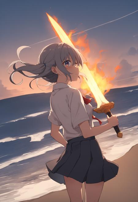 [SDXL&Pony] flaming sword / flame Sword / fiery sword / 炎の剣 / 火の剣 / フレイムソード