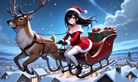girl like reindeer sleigh
