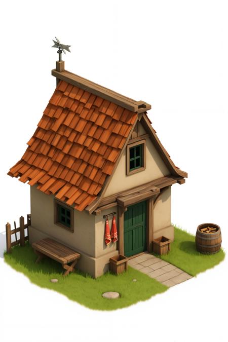 F1 Isometric 3D medieval building and Props Design