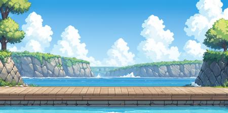 HEZI flat board pixel game scene