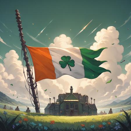 Flag of Irland in Ghibli Style