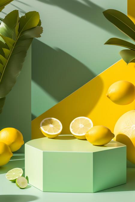 【E-commerce background】 Fresh and clean art style product empty display booth no human