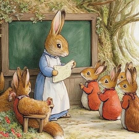 Beatrix potter drawing style FLUX and PDXL