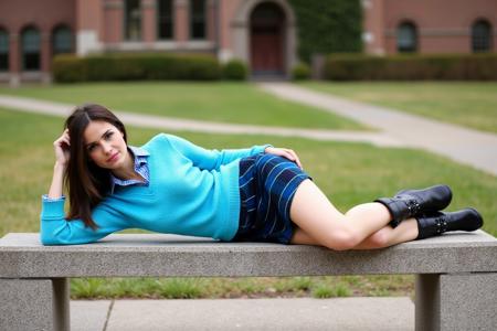 Lying flat on side