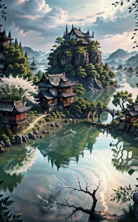 Ancient Chinese Scenery Background XL