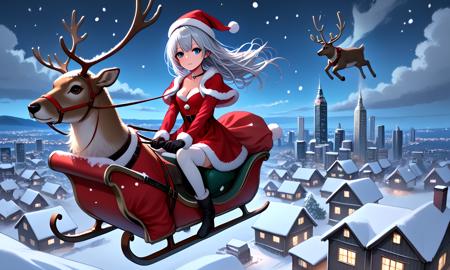 girl like reindeer sleigh