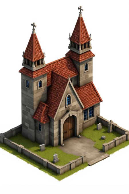 F1 Isometric 3D medieval building and Props Design