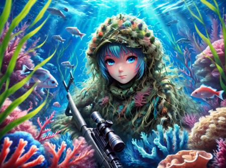 Ghillie suit  clothing LoRA [FLUX+XL+Pony]