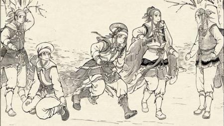 Row of40 people POSE , multi view，40个人的动作PNG图，多视图