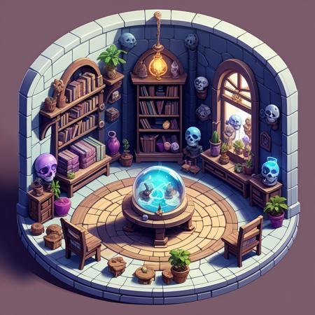 HEZI_45 degrees indoor cute game scene