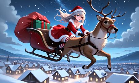 girl like reindeer sleigh